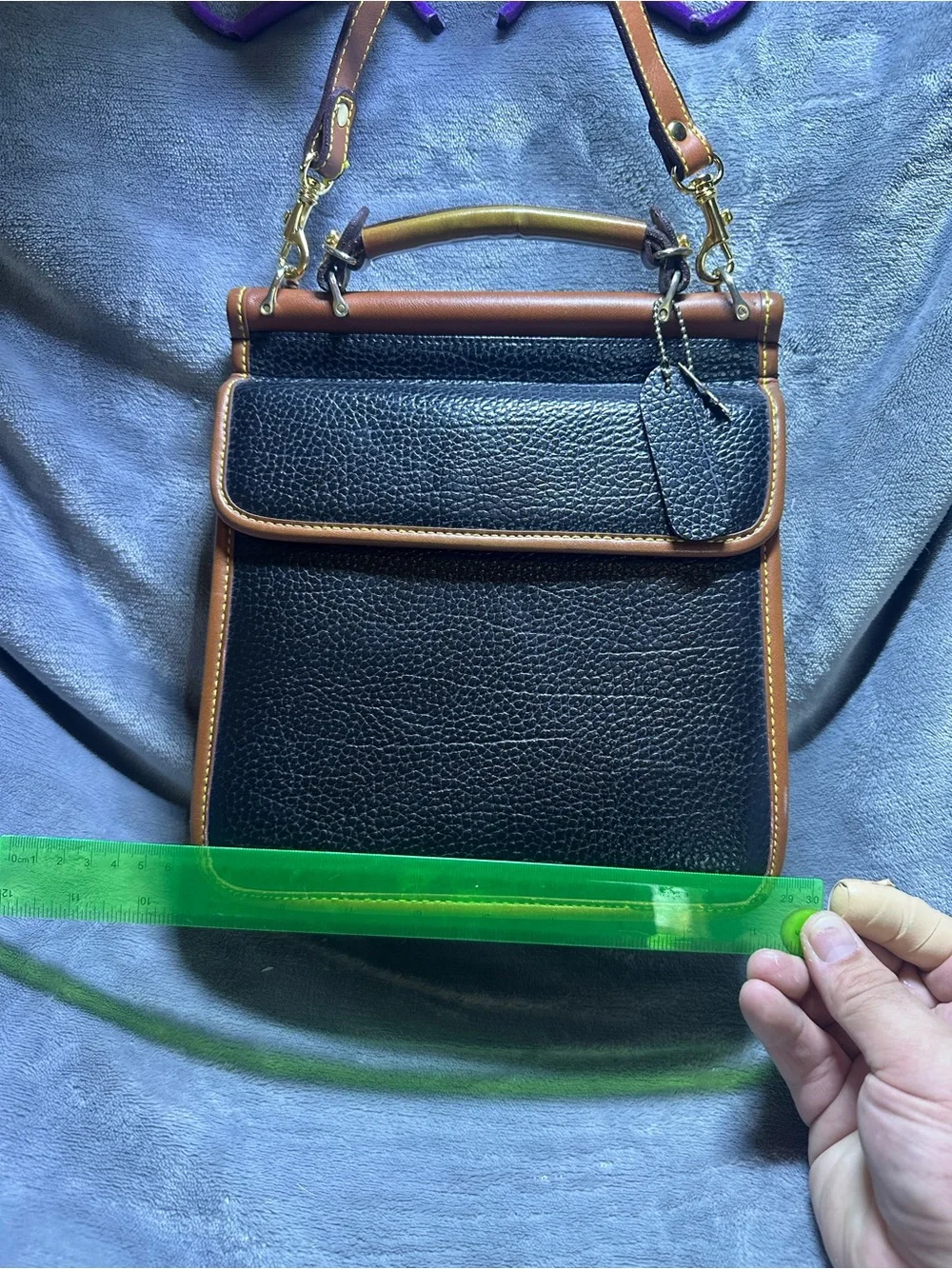 Dooney & Bourke Black and Brown Pebbled Leather Messenger Bag